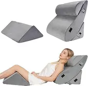 4 pcs Orthopedic Bed Wedge Pillow for Sleeping - Memory Foam Pillows for Back, Neck & Leg Support, Ideal for Pain Relief & Snooring - Wedge Pillow Set with Machine Washable Cover
