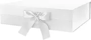 PETSLOVE Large Gift Box with Lid 34.29x25.4x8.89 CM,White Magnetic Gift Box with Ribbon,Bridesmaid Proposal Box (Glossy)