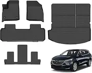 AZYT Floor Mats & Cargo Liner for Buick Enclave 2018-2024 All Weather Automotive TPE Set Anti-Slip Waterproof Floor Liners Accessories Black