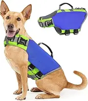 VavoPaw Dog Life Jacket With High Buoyancy Rescue Handle, Adjustable Ripstop Safety Vest, Float Lifesaver for Swimming Boating Dogs, Large Size, Dark Blue