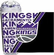 Rico Industries NBA Basketball Sacramento Kings 24oz Acrylic Tumbler with Hinged Lid, Officially Licensed Double Wall Tumbler with Straw