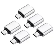 5 Pcs USB Adapter, USB C to USB Adapter Converter to Type C Adapter Cable Silver