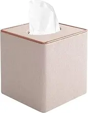 Tissue Box Cover Square,Modern Leather Tissue Holder Rectangular Napkin Facial Paper Dispenser Organizer Bottom with Magnet Reinforcement for Home/Hotel/Restaurant/Office/car/Living Room(Beige)