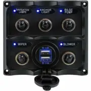 Sea-Dog Water Resistant Toggle Switch Panel w/USB Power Socket - 5. [424617-1]