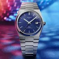 在飛比找PChome24h購物優惠-TISSOT天梭 PRX系列 簡約復古機械腕錶-藍 40mm