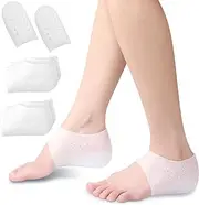 [Heeke] Invisible Height Increased Insoles Upgraded, 2 Pair Rubber Soft Height Increase Gel Sleeves, Unisex Invisible Inner Heightening Insole, Invisible Comfortable Heel Protectors for Women Men (White, 5cm)