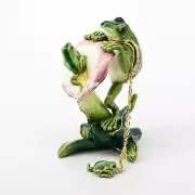 Kingspoint Designs Frogs on Calla Lily Trinket Box with Matching Necklace