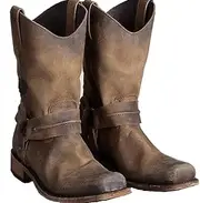 [TangDao] Mens Western Boots Square Toe Faux Leather Pull On Mid Calf Work Cowboy Boots for Men