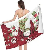 WURTON Merry Christmas Print Sand Free Beach Towel for Quick Dry Absorbent for Pool Swimming Bathroom Beach Towel