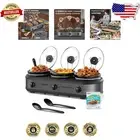 Triple Slow Cooker Buffet Server - 3x1.5 Quart with Individual Temp Control