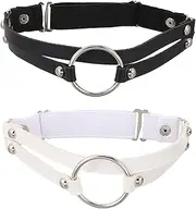 [Healeved] 2Pcs Adjustable Women Leg Rings Punk Style Garters Durable Leg Decor for Cosplay Parties Unique Fashion Statement
