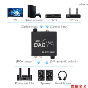 (mihappyfly)數模音頻轉換器 192khz 24bit DAC 轉換器光纖同軸輸入 RCA 3.5mm 音頻輸