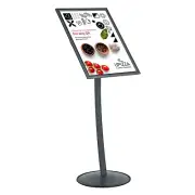 Simplistic Curved Menu Board-Anthracite Grey Pedestal Sign Holder Aluminum