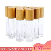 50PCS 10ml Glass Roll on Bottles Roller ball Plastic Wood lids Essential Oils AU