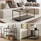Oikiture Coffee Table Side End Table Console Tables Rack Shelf Hallway Display