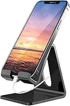 Crpich Acrylic Phone Stand, Ergonomic Design for Apple iPhone and Samsung Galaxy, Compatible with 4-8 Inch Screens, Black