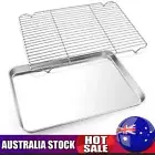 Stainless Steel Sheet With Rack Rectangle Cookie BBQ Biscuit Baking Oven Tray AU