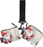 [XYMZR] Mini Zip Around Wristlet keychain Wallet Christmas Gnome Red Hat for Women Personalized Pattern Detachable Dual Pouch Wristlet Portable Wallet Phone Coin Purse, Multi-colored, One Size
