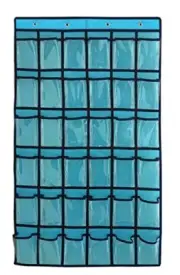 Hanging Closet Underwear Sock Jewelry Storage Over The Door Classroom Cell Blue