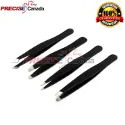 4 Piece Professional Stainless Steel Tweezers Set Black Color By Precise Canada