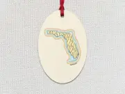 Fort Lauderdale Florida Christmas Ornament, State Outline Magnet, Hinoki Wood