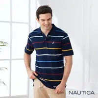 在飛比找momo購物網優惠-【NAUTICA】男裝 夏日清新條紋短袖POLO衫(海軍藍)