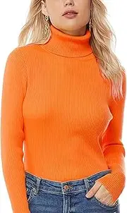 [nine bull] Womens Solid Basic Stretch Turtleneck Pullover Knit Sweater