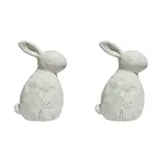 2x LVD Porcelain Rabbit Ornament Large Frenchie Sage Decorative Home Decor