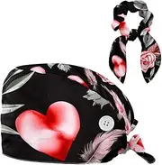 [YTYVAGT] Scrub Caps Women,Scrub Hats Suitable for Women,Flower Rose Feather Love