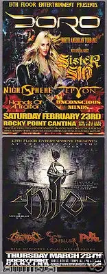 Doro Pesch Sister Sin NILE USA Tour February 2013 concert promo card ad handbill