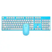 Wireless Keyboard Set Candy Color Office Notebook 2.4g Keyboard Mouse Set Ergonomic Design 1600 Resolution 104 Buttons (Blue)