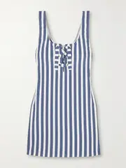 [Eres] Eres - Samba Chicas Lace-up Striped Coverup - Blue - FR 42 FR 42 Blue