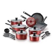 Tefal Initiatives Ceramic 18 Piece Non-Stick Cookware Set & Utensils RED