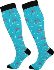 [Caihoyu] Soccer Socks For Women & Men Support for Nurses,Running,Athletic,Travel Blue Sharks, Blue Sharks