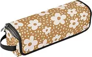 Hot Hair Tools Travel Bag and Heat Resistant Mat Curling Iron Travel Holder Storage Bag for Flat Irons, Straighteners, Curling Irons, Happy Thanksgiving Autumn Flowers Orange Portable