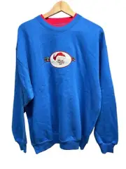 Vintage M&C Sportswear Blue Crewneck Christmas Sweatshirt Santa Clause Adult L