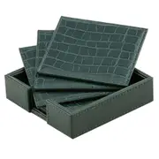 6PK Tempa Giovanni Square PU Coaster Set Drink Pad Table Protection Mat Forest