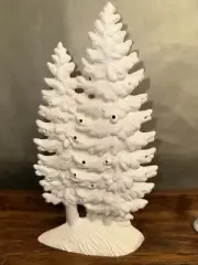 Ceramic Bisque Pine Trees, Holes Made For candles Or lights.
