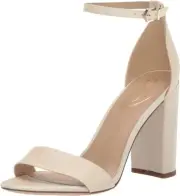 Sam Edelman Yaro Pearl Ivory Ankle Strap Open Round Toe Block High Heel Sandals