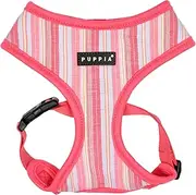 [Puppia] Theros Dog Harness A (Over-The-Head) Fashionable Striped Pattern Spring Summer Harness for Small and Medium Dogs, Pink, Small