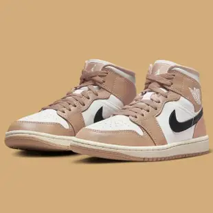 【NIKE 耐吉】休閒鞋 AIR JORDAN 1 MID DESERT W 沙色黑勾 女鞋 BQ6472-103