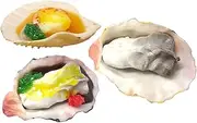 KOMBIUDA Realistic PVC Seafood Models Oyster Scallop Fake Food Props for Photography Decor