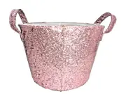 Pink Glitter Barrel Basket Carryall Tote Beach Bag Clueless Fairy Barbie NWOT