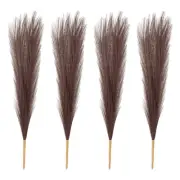 4 Pcs 17 Inch Faux Pampas Grass Artificial Boho Decor Dark Brown