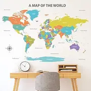 DECOWALL DL3-2302 X-Large Colourful World Wall Stickers (152x105 cm) Decals history travel bathroom enjoy wallpaper vintage Home Living Room Bedroom baby nursery