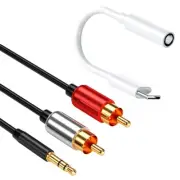 Style Type C to 3.5mm Jack Audio Adapter & RCA Cable for HTC U12 Plus Phone USA
