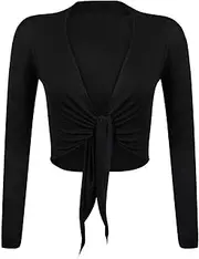 [glomy] Women's Bolero Chiffon Long Sleeve Cardigan Propeller, Multicoloured Medium, Black, M