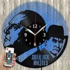 LED Clock Sherlock Holmes LED Light Vinyl Record Wall Clock LED Wall Clock 2872