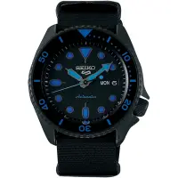 在飛比找Yahoo奇摩購物中心優惠-SEIKO 精工5號 SPORTS 系列 黑帆布機械腕錶 S