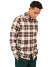 [Ben Sherman] Brushed Plaid Check Long Sleeve Shirt in Brown